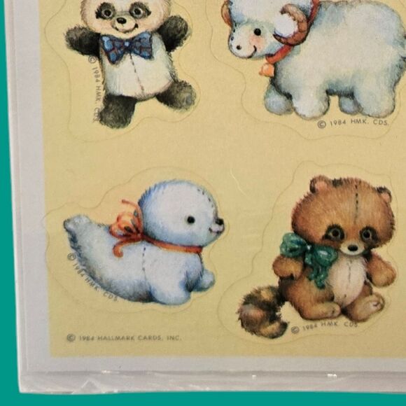 1984 Sealed Hallmark Stickers Retro 80s Baby Stitched Animals Panda Poodle Duck - Picture 2 of 3